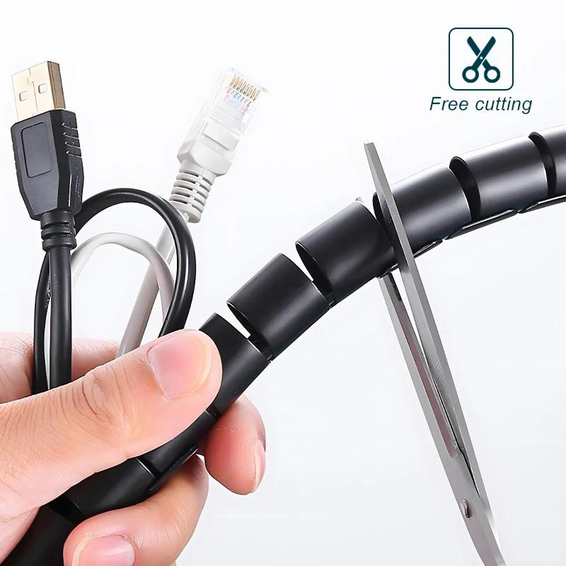 Flexible Spiral Cable Organizer Clips, Storage Pipe, Cord Protector, Cable Winder, Desk, Tidy, Accessories, Tools, 1m