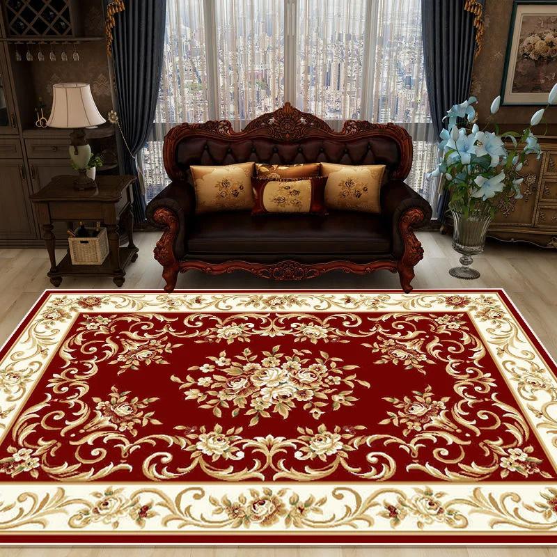 Europäische Luxusteppiche für Wohnzimmer Flanell Heimdekor Teppiche Schlafzimmerdekor Zuhause Alfombra Plüsch rutschfeste Matte Balkon Ruhematte