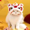Soft Cat Dance Lion Hats Chinese Style Pet Christmas Costume Fashion Cute Plush Pet Caps  Kitten