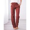 Spring And Summer Women'S Solid Color Cotton And Linen Drawstring Loose Casual Wide Leg Pants