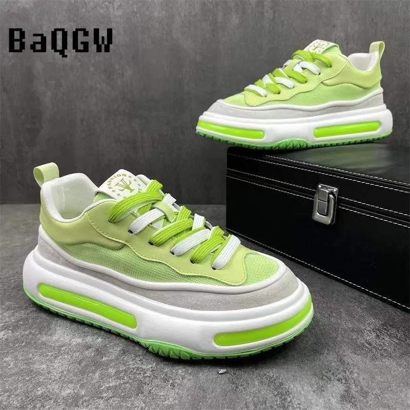 Fashion Fashion Designer Color Block Party Shoes Breathable Lace-up Men Casual Chunky Sneakers Thick Bottom Vulacnized Driving Walking