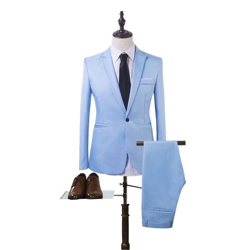 Traje de Dos Piezas de Moda para Hombre Negocios Estilo Coreano Traje Ajustado