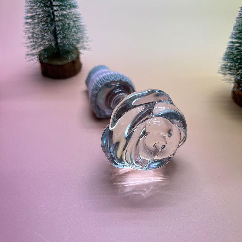 Transparent Glass Rose with Non-slip High Borosilicate Sleeve - Smooth Creative Decoration