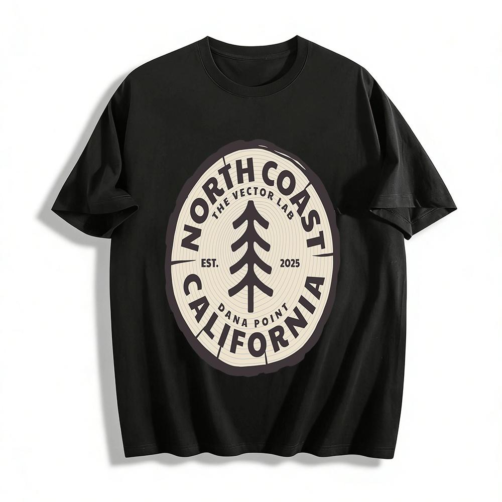 

North Coast California Tree Print Casual Tee Est 2025 Pure cotton T-shirt XXS