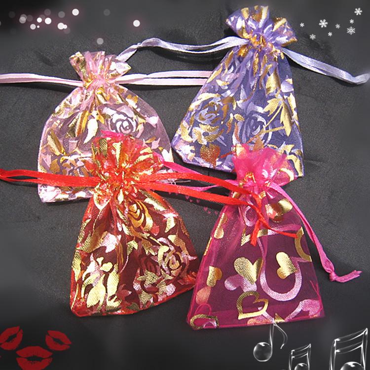 Gold Stamping Mesh Candy & Sachet Wedding Bag