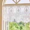 Double Pearls Lace Bottom Ruffled Lace Short Sheer Curtain Floral Short Tulle Drapery  Balcony
