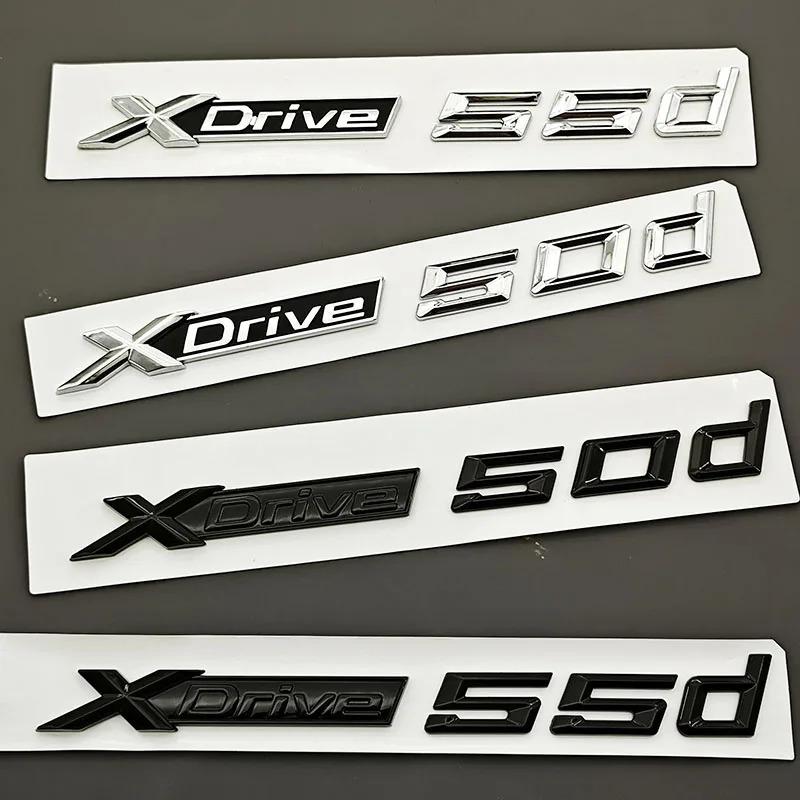 Für BMW X5 X7 XDrive 50d 55d Heck Außen Zubehör Logo XDrive 50d 55d Plakette ABS Chrom Schwarz Heckklappe Emblem Aufkleber