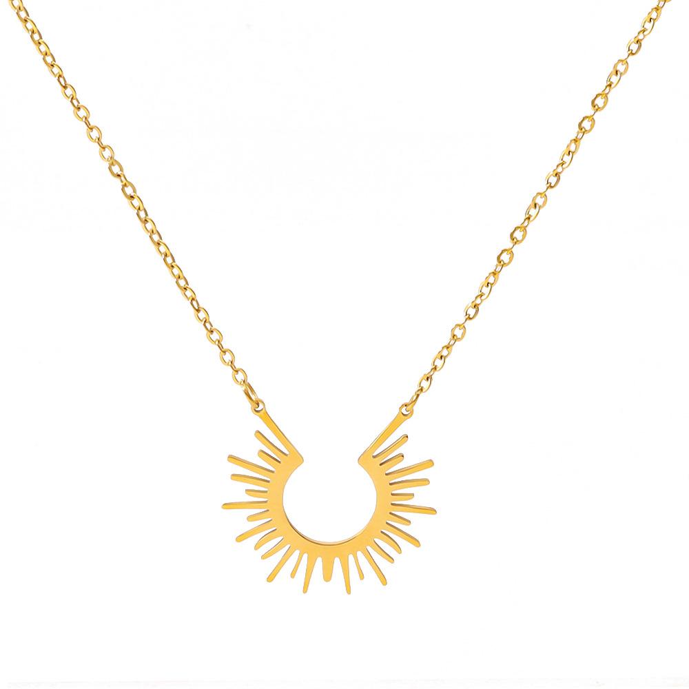 Jewelry Simple Sunflower 18K Stainless Steel Women's Short Necklace Stainless Steel Jewelry