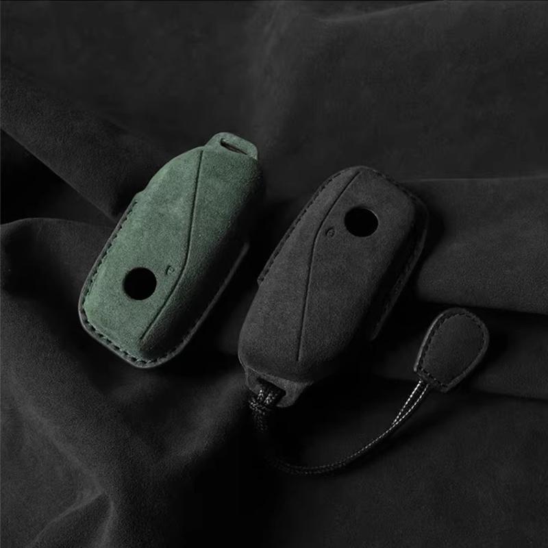 Suede Faux Leather Car Key Case Cover For Bmw 7 Series G70 G09 Xm U06 G81 M3 I7 X7 G07 Lci Ix I20 X1 U11 Keychain Protector