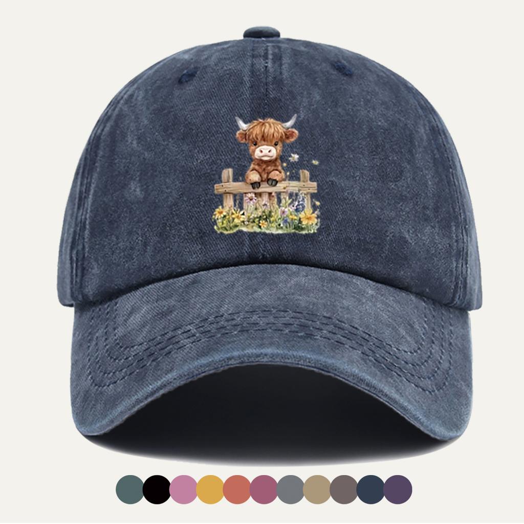 Pc Cartoon Calf Fence Print Baseball Cap Cute Animal Pattern Fashionable Individual Design Comfortable Breathable Duckbill Cap
