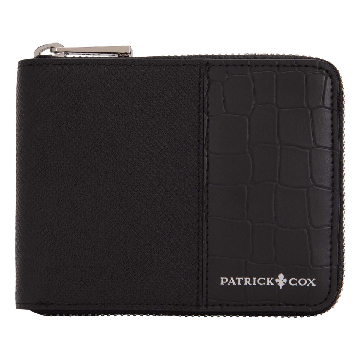 

Round Zipper Bifold Wallet Embossed Leather Combination PXMW0PS3 PATRICKCOX Billfold Genuine Leather [Patrick Cox] [1A] Black/Black