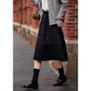 Niche Black Patchwork Midi Skirt - Women's Elegant A-line, High Waist for Autumn/Winter 2025