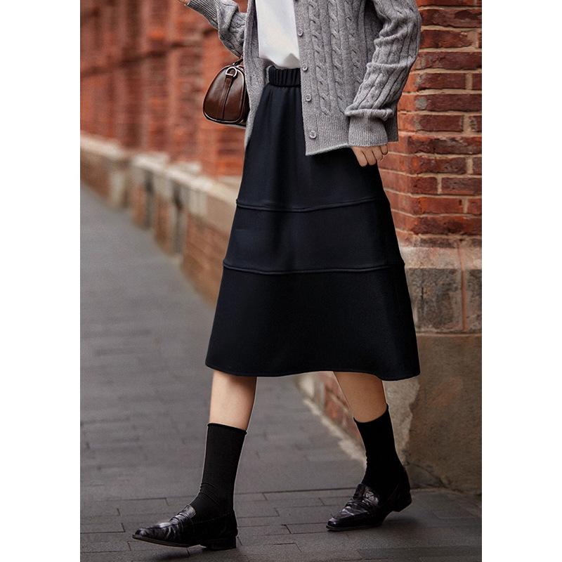 

Niche Black Patchwork Midi Skirt - Women s Elegant A-line, High Waist for Autumn/Winter 2025 Large чёрный