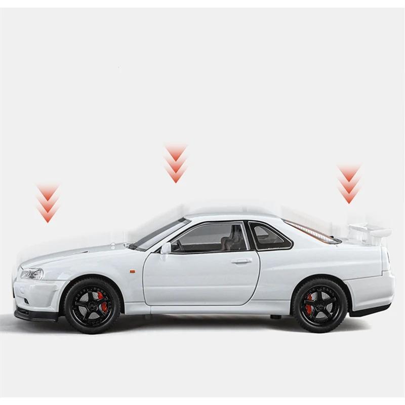 1/24 Nissan Skyline Ares GTR R34 Model Mașină Sport Aliaj Diecasts Metal Vehicule Mașină de Curse Model Sunet Lumină Jucării pentru Copii Cadou
