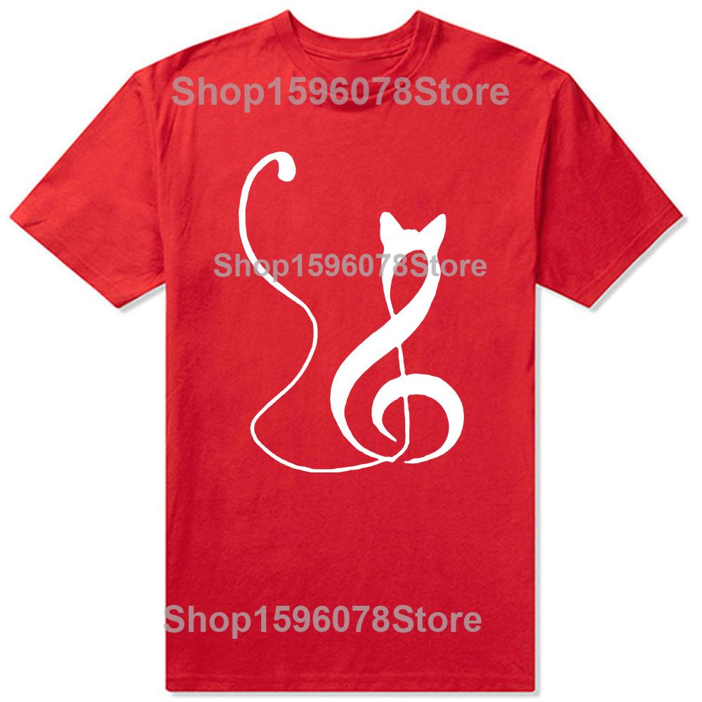 Funny Music Note Cat Lover Graphic 100 Cotton Tshirts Men Womens Fashion Casual Tshirt Loose Oversized Streetwear T Shirt