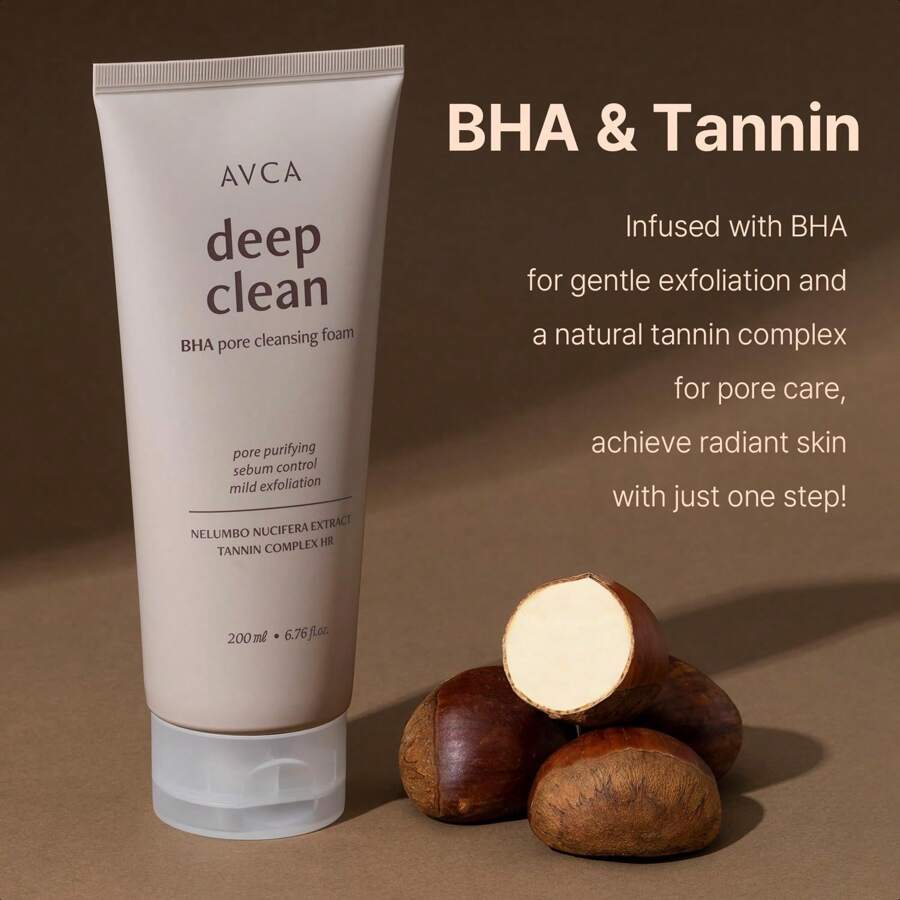 AVCA BHA Pore Cleansing Foam 200ml - Korean Facial Cleanser, Face Wash, Daily Dead Skin Care For All Skin Type Facial Wash, Face Cleanser With BHA