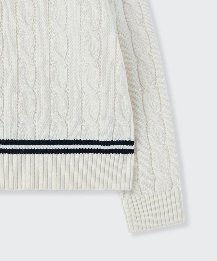 MUSINSA STANDARD Cable V-Neck Cricket Knit [Ivory]