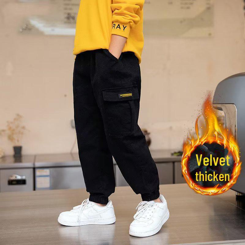 

Осенне-зимний детский модный комбинезон на бархатной подкладке - повседневные, красивые брюки с манжетами для мальчиков 110cm