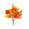 Artificial Maple Leaf Branch with Simulated Pumpkin and Dried Leaves for Autumn Table Centerpiece Arrangement 35cm Decorative Stem