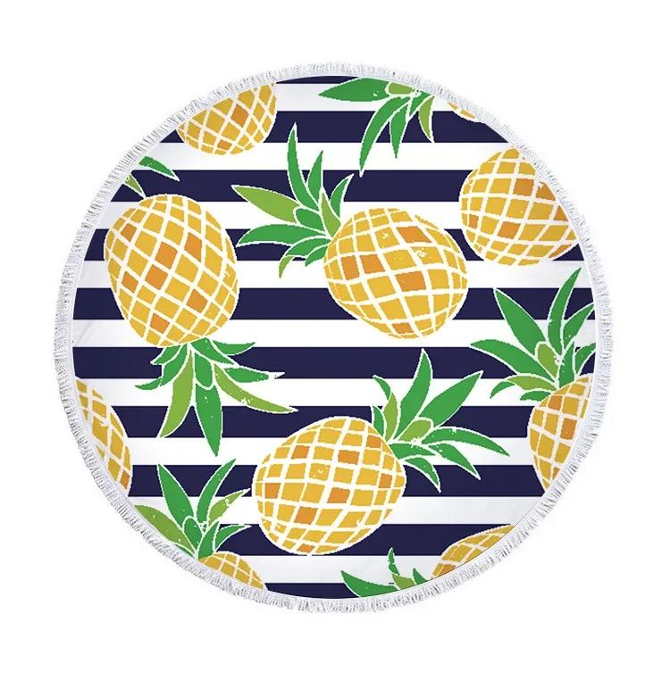 Summer Round Beach Towel Flamingo Tropical Plant Pineapple Printing Bath Shower Towels Bikini Cover Up Beach Towel