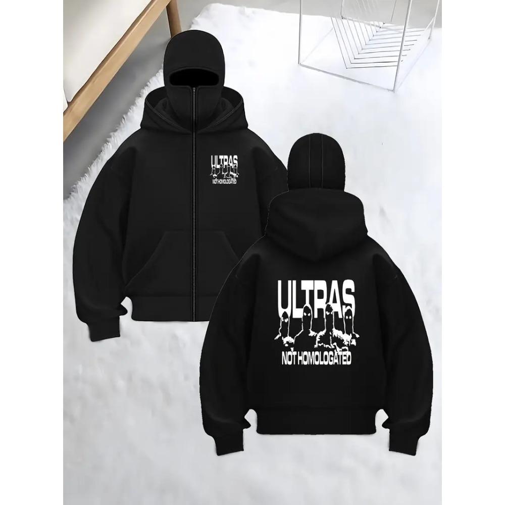 

Мужская толстовка с двойным капюшоном в темном стиле, толстовка на молнии с капюшоном, красивая куртка S