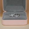 Platinum Gold-Plated Sterling Silver Rings with Diamond Inlay, Classic Four-Claw Crown Design, Matching Couple Style