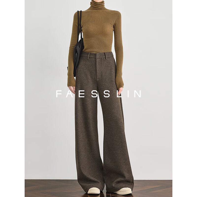 

FAESSLIN Women s Thickened Knitted Wool Wide-Leg Casual Pants XL
