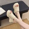 Wedge heel heel heightened thick-soled transparent one-word slippers women's shoes wear 2025 summer new fashion temperament cool slippers