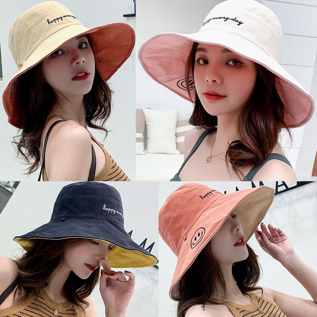 cotton bucket hat ladies summer sun protection panama hat double-sided sun hat fedora Caps outdoor fisherman hat beach hats