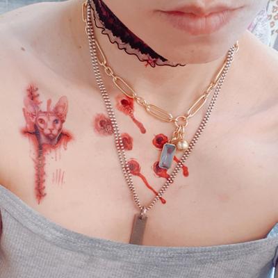 Tattoo Sticker Henna Tattoo Tattoo Sticker Wound Prop, 1 Piece, RC-679/one Size