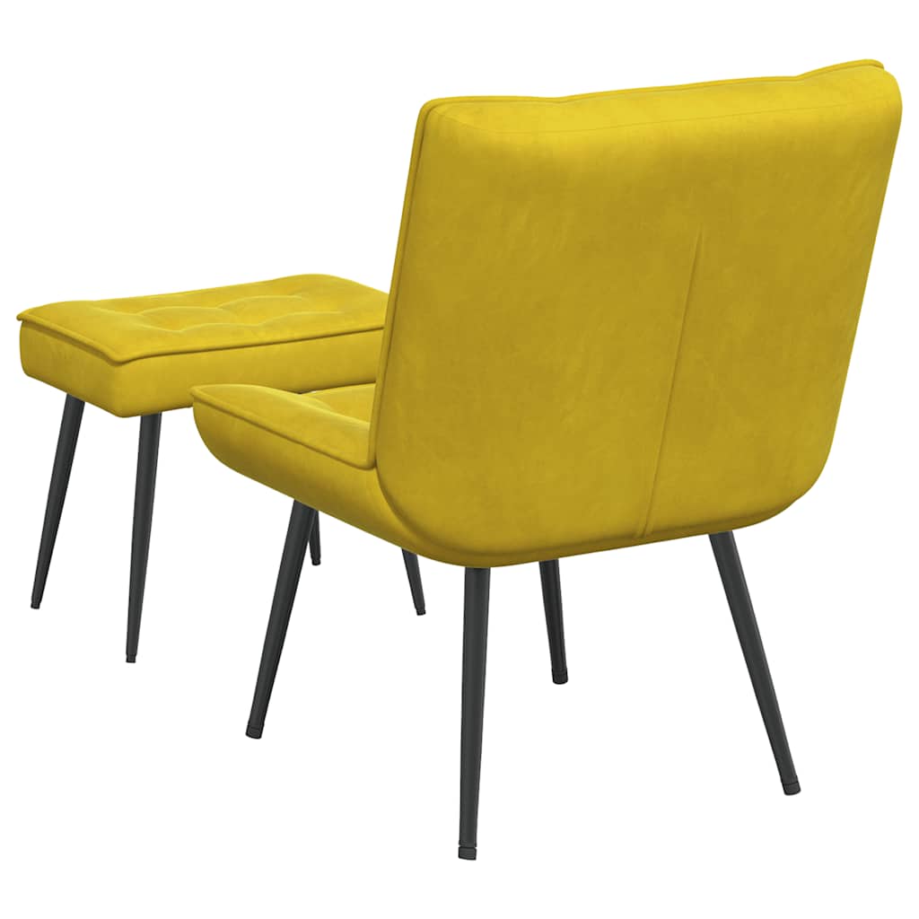 Yellow Velvet Relaxation Armchair with Footstool