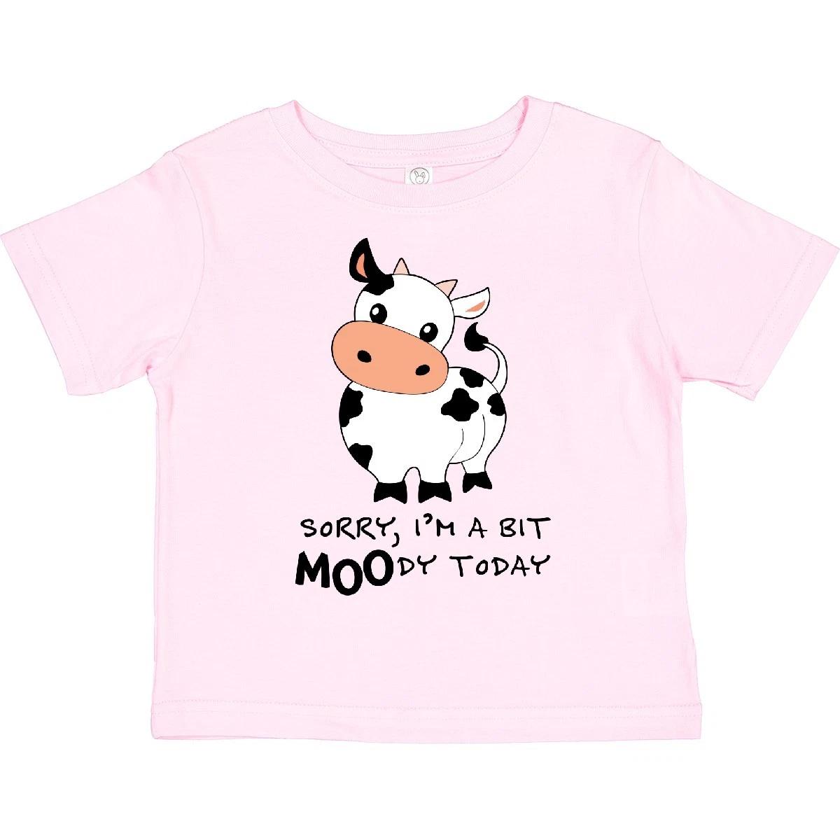 Inktastic Sorry, I m A Bit MOOdy Today Cute Cow Pun Toddler T-Shirt Animals Fun 110