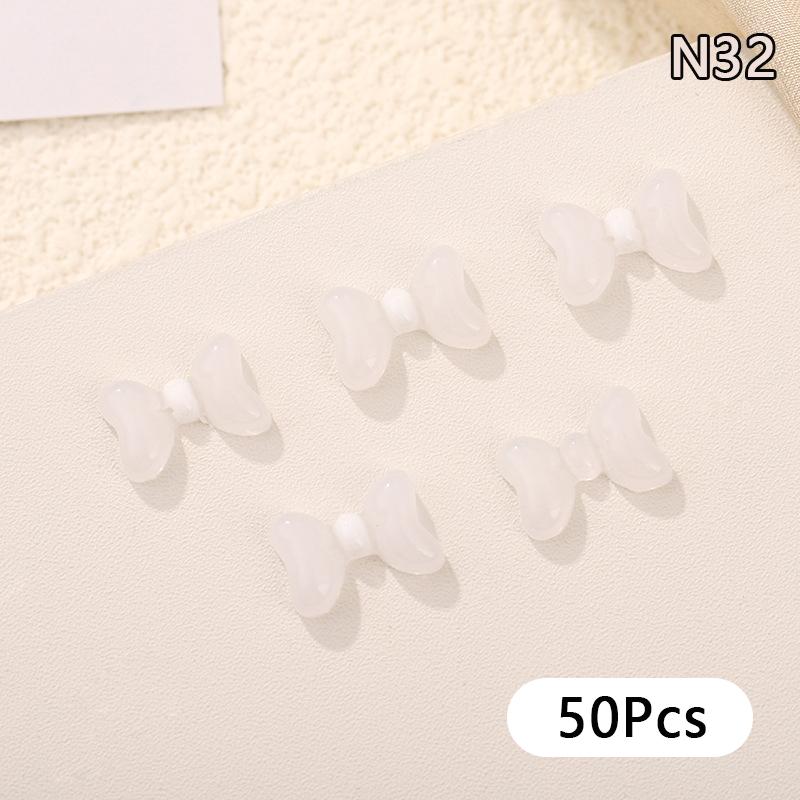 50Pcs Ribbon Resin Bow Nail Charm Parts 3D  Nail Art Decoration Accessories Supplies For Diy Korean Manicure Design