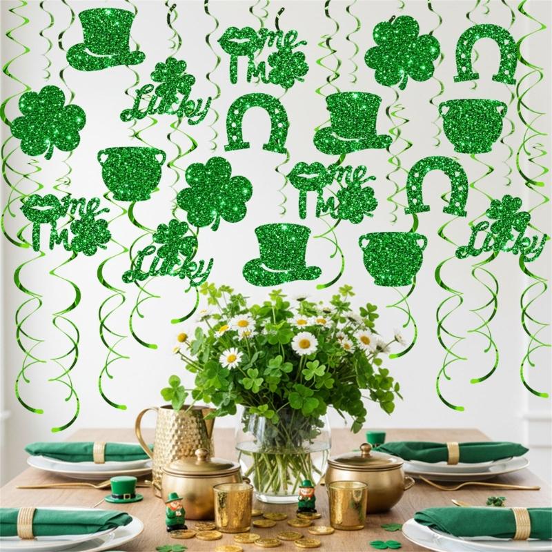 Quick Setups No Tools Needed Helical Shamrock Hanging Decoration for Fast Party Decoration on . Patrick's Festivities