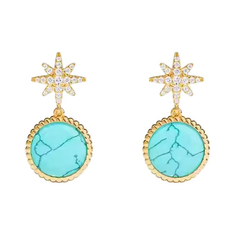 APM Monaco Six-pointed star design earrings for women, lake blue YE16660XTU