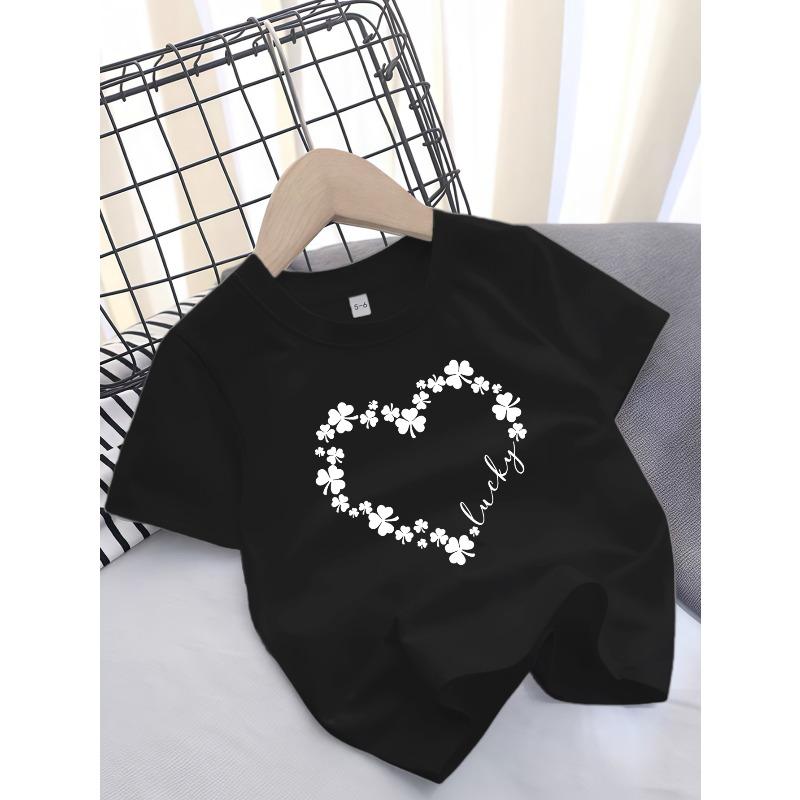 European Sizes Girls' Short Sleeve Casual Short Sleeve T-Shirt, Cute Top