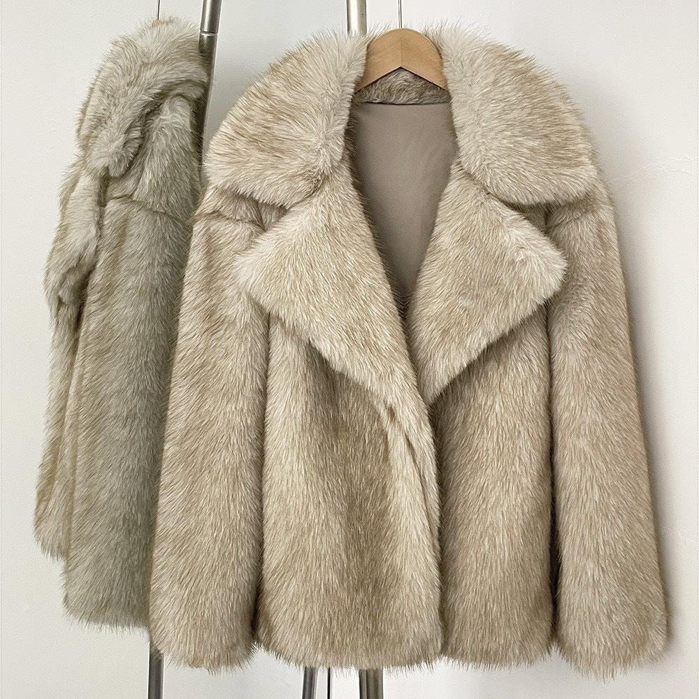 Winter clothing new temperament medium and long imitation fox fur fashion loose and thin thickened fur coat coat women