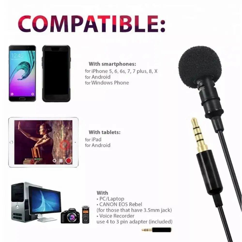 Wired Lapel Microphone Mini Speaker Mic Clip On Lapel Mic for Mobile Phone/PC Laptop For Recording