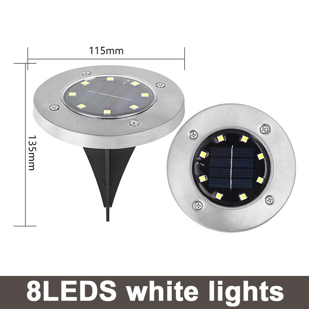 

Солнечный светодиодный напольный светильник 8/20 светодиодов, уличный газонный светильник, водонепроницаемые подземные лампы для украшения газона, сада, террасы, двора 8LED белый