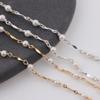 14K Gold Filled Dapped Bar Chain Beaded 3-3.5mm Fresh Water Pearls for DIY Permanent Handmade Necklace Bracelet Jewelry Making