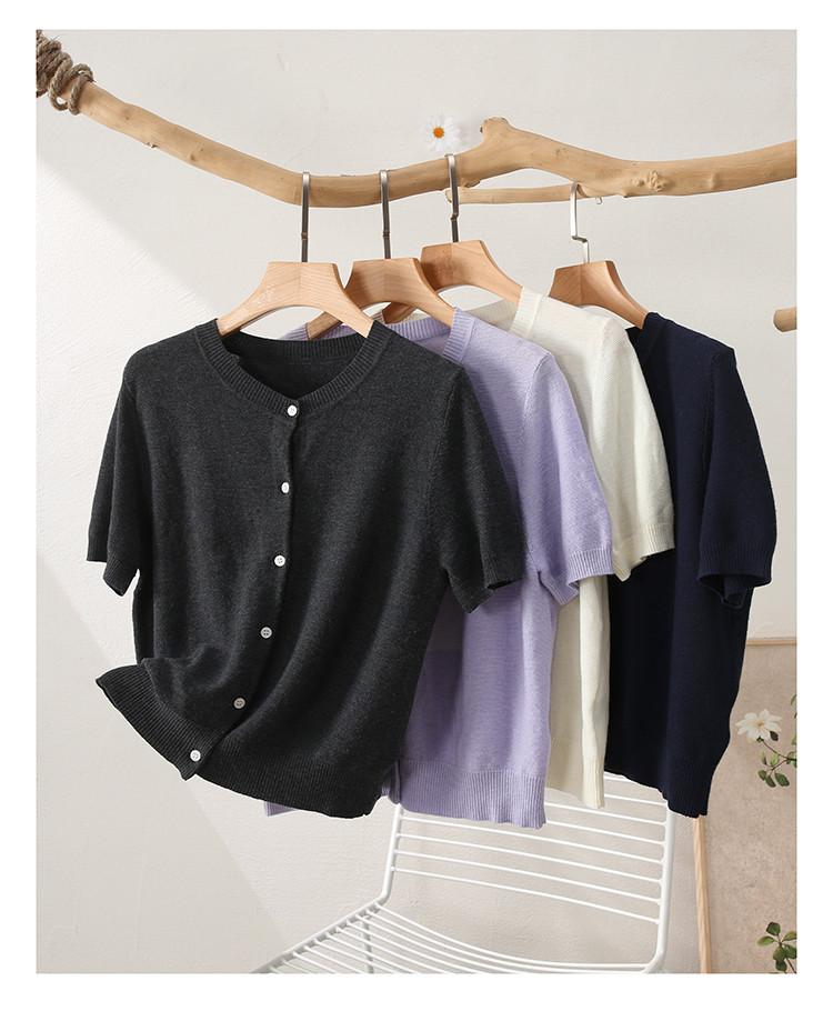Round Neck Single Breasted Short Sleeved Knitted Sweater for Women In Spring 2026, Fashionable and Versatile Casual Short Top