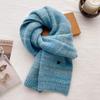 Blue Soft Waxy Wool Knitted Scarf Men's and Women's Autumn and Winter Warm Wool Scarf Cold Protection Cervical Spine