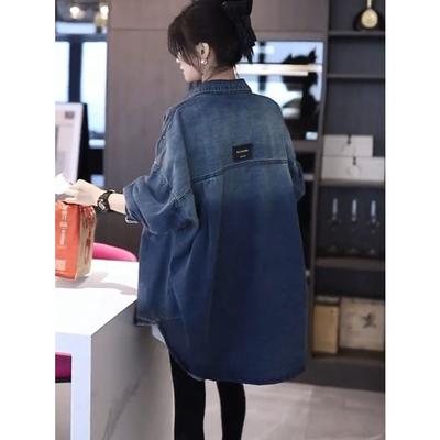 Camicia in denim casual a vestibilità ampia da donna in stile pigro outfit autunnali
