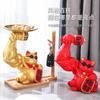 Golden Cat Figurines Muscle Arm Lucky Cat sculpture Ornaments Resin Storage Tray Storage cup holder key holder  Decoration