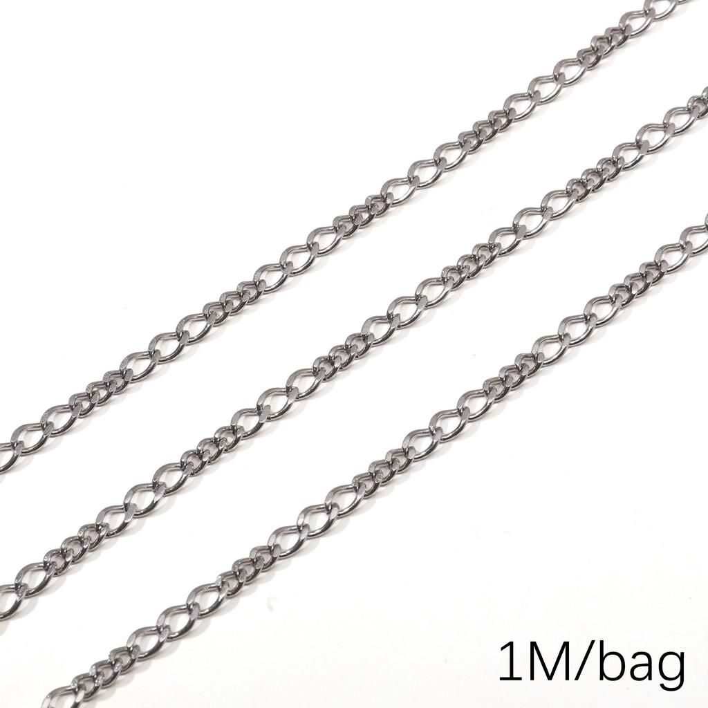 Chaîne Cœur en Acier Inoxydable de 0,5/1 Mètre Chaîne Cubaine Chaîne Punk de Base pour la Fabrication de Colliers Bracelets Bijoux Accessoires