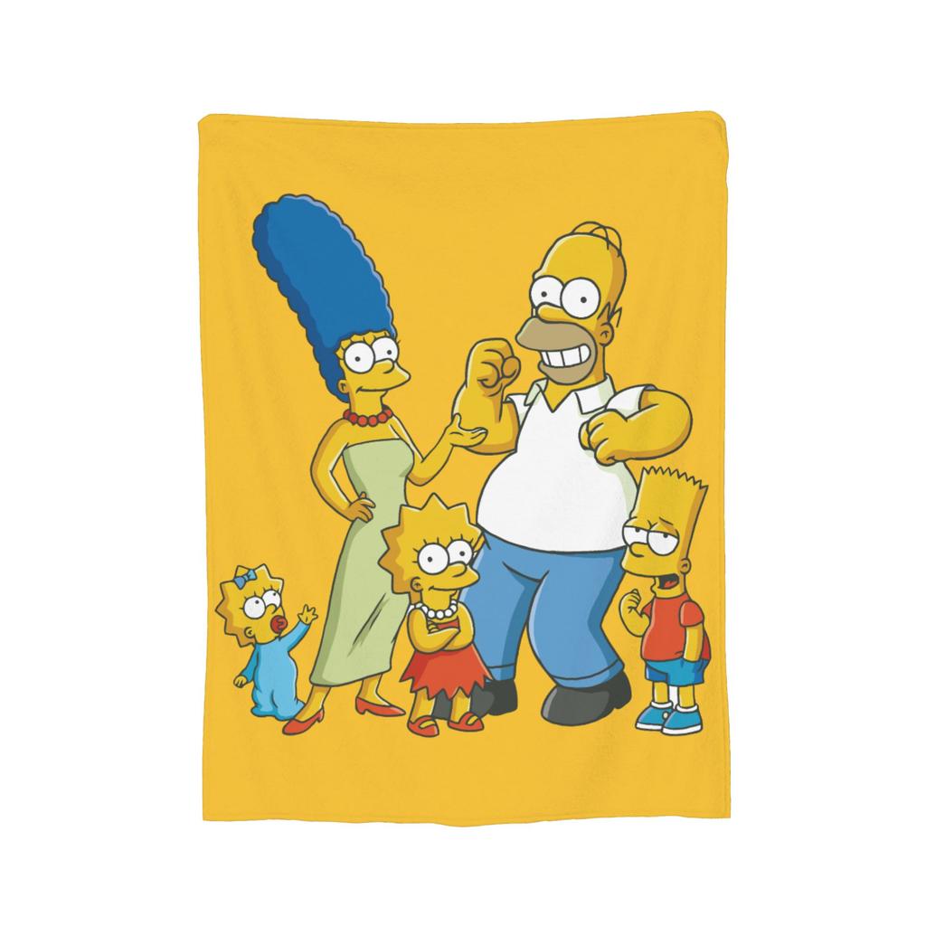 Simpsons Cartoon Blanket Flannel All Season Multi-function Lightweight Thin Throw Blanket for Bed Car Quilt