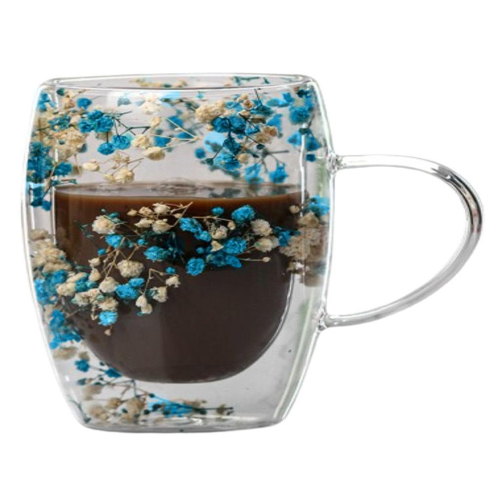 

Романтические кофейные кружки Цветок внутри Чашка для эспрессо Посуда для напитков Чашки для воды Капучино blue&white 250ml