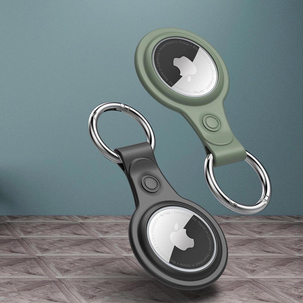 Dux Ducis Set Of 4X Silicone Case Keychain Pendant Case For Apple Airtag Locator (4 Colors: Black, Green, Pink, Blue)