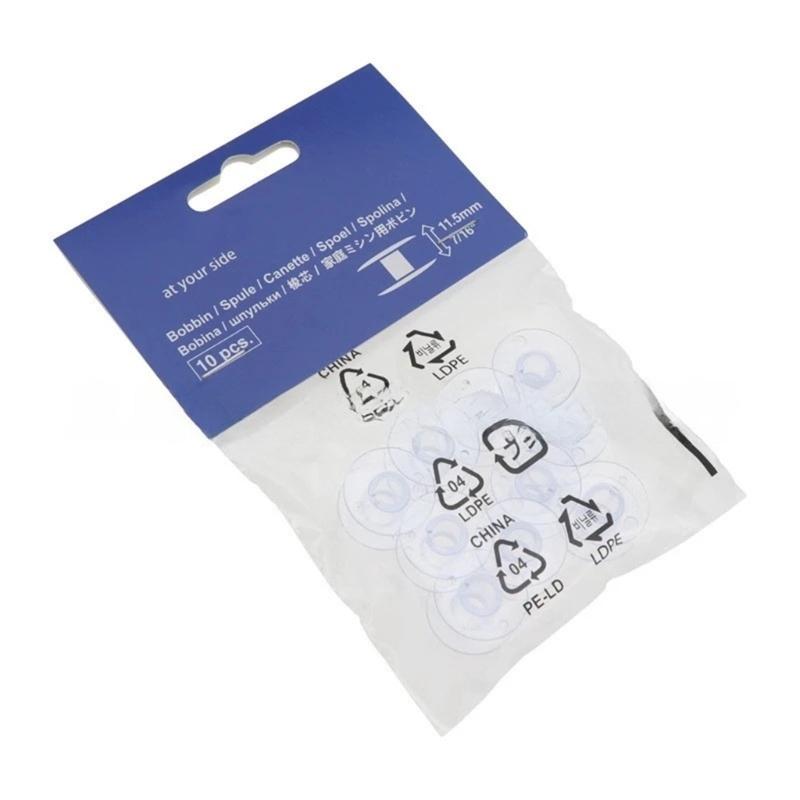 10Pcs Clear Plastic Sewing Bobbins Empty Thread Bobbins Spool Inserts for Thread Management Sewing Machine Accessories
