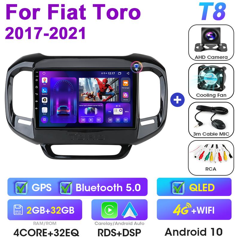 2 Din Android 12 Car Radio ForFiat Toro 2017 - 2025 Multimedia Video Player Navigation GPS 4G Carplay Auto Stereo QLED Head Unit